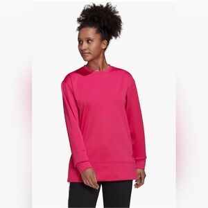 NWOT Adidas Aeroready S crew neck sweater side zip fleece lined pink